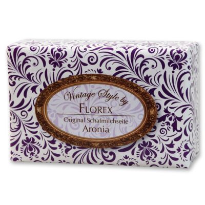 Schafmilchseife eckig 150g "Vintage-Motiv 174", Aronia 