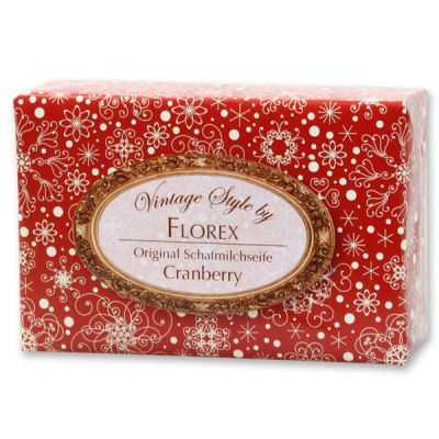 Schafmilchseife eckig 150g "Vintage-Motiv 182", Cranberry 