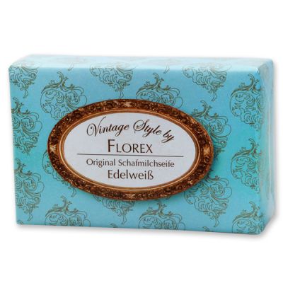 Schafmilchseife eckig 150g "Vintage-Motiv 2", Edelweiß 