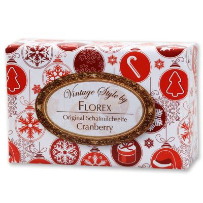 Schafmilchseife eckig 150g "Vintage-Motiv 46", Cranberry 