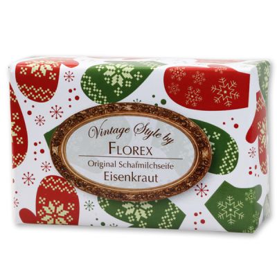 Schafmilchseife eckig 150g "Vintage-Motiv 48", Eisenkraut 