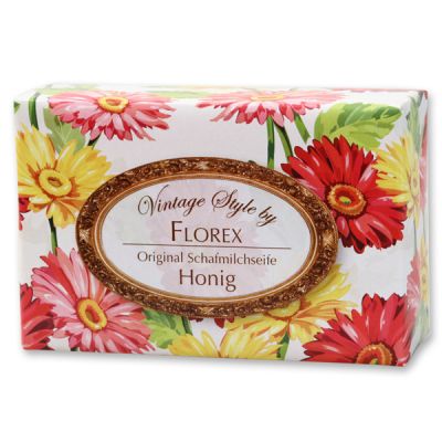 Schafmilchseife eckig 150g "Vintage-Motiv 72", Honig 