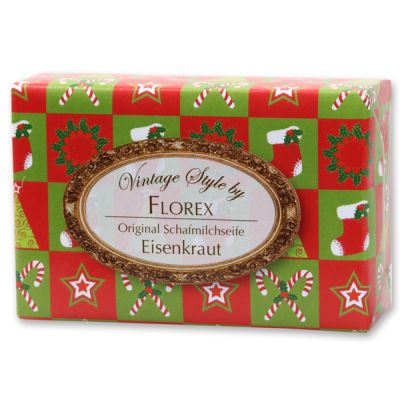 Schafmilchseife eckig 150g "Vintage-Motiv 86", Eisenkraut 
