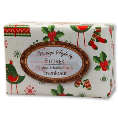 Schafmilchseife eckig 150g "Vintage-Motiv 92", Eisenkraut 