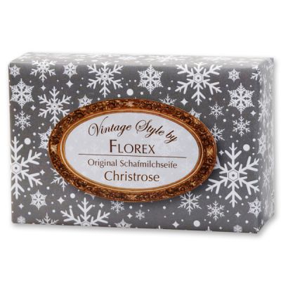 Schafmilchseife eckig 150g "Vintage-Motiv 95", Christrose 