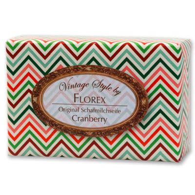 Schafmilchseife eckig 150g "Vintage-Motiv 98", Cranberry 