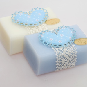 Sheep milk soap 100g, decorated with a heart, Classic/'forget-me-not' 