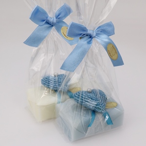 Sheep milk soap 100g, decorated with a heart packed in a cellophane bag, Classic/'forget-me-not' 