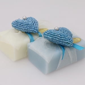 Sheep milk soap 100g, decorated with a heart, Classic/'forget-me-not' 