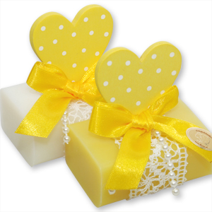 Sheep milk soap 100g, decorated with a dotted heart, Classic/grapefruit 