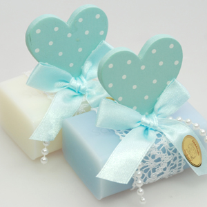 Sheep milk soap 100g, decorated with a heart, Classic/'forget-me-not' 