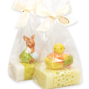 Sheep milk soap 100g, decorated with chicken/rabbit in a cellophane, Classic/cowslip 