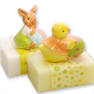 Sheep milk soap 100g, decorated with chicken/rabbit, Classic/cowslip 