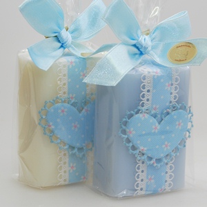 Sheep milk soap 100g, decorated with a heart in a cellophane, Classic/'forget-me-not' 