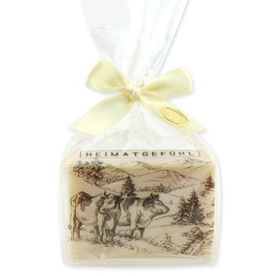 Schafmilchseife eckig 150g in Cello "Heimatgefühl", Zirbe 