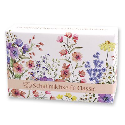 Schafmilchseife eckig 150g "Blütenzart" mit Motiv 10, Classic 