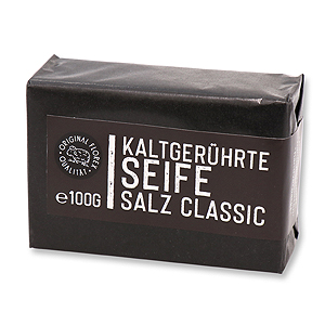 Kaltgerührte Seife 100g "Black Edition"schwarz verpackt, Salz Classic 