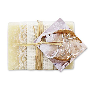 Special cold-stirred soap 100g decorated with a ribbon, Salt classic 