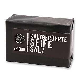Kaltgerührte Seife 100g "Black Edition" schwarz verpackt, Salz ohne Parfum 