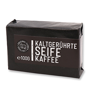 Kaltgerührte Seife 100g "Black Edition" schwarz verpackt, Kaffee 
