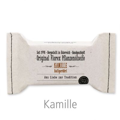 Kaltgerührte Seife 100g im genähten Papierbeutel, Kamille 
