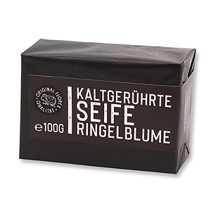 Kaltgerührte Seife 100g "Black Edition" schwarz verpackt, Ringelblume 