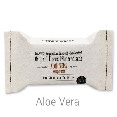 Kaltgerührte Seife 100g im genähten Papierbeutel, Aloe Vera 