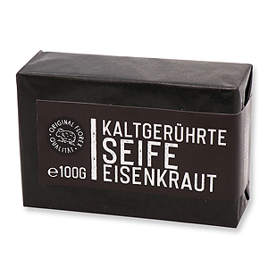 Kaltgerührte Seife 100g "Black Edition" schwarz verpackt, Eisenkraut 