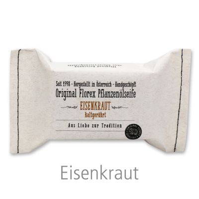 Kaltgerührte Seife 100g im genähten Papierbeutel, Eisenkraut 