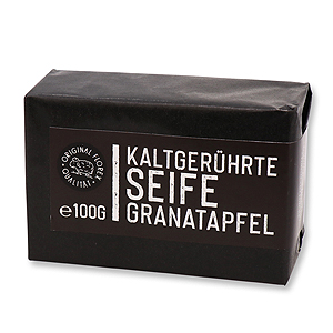 Kaltgerührte Seife 100g "Black Edition" schwarz verpackt, Granatapfel 