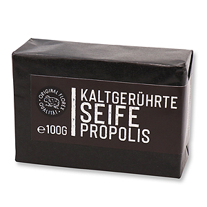 Kaltgerührte Seife 100g "Black Edition" schwarz verpackt, Propolis 