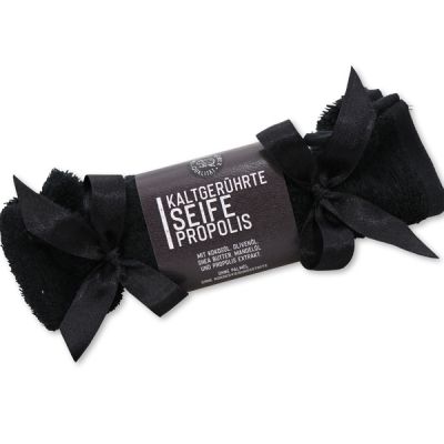 Spezialseife kaltgerührt Waschlappen-Zuckerl schwarz 100g "Black Edition", Propolis 