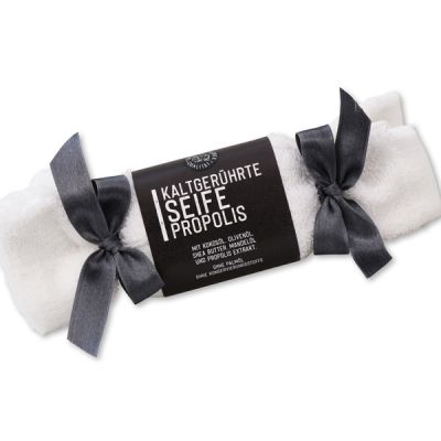 Spezialseife kaltgerührt Waschlappen-Zuckerl weiß 100g "Black Edition", Propolis 