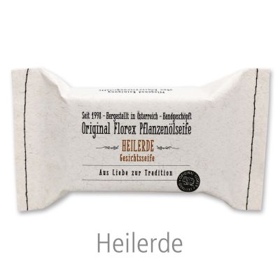 Kaltgerührte Spezialseife 100g im genähten Papierbeutel, Heilerde 