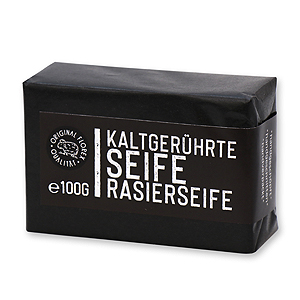 Kaltgerührte Seife 100g "Black Edition" schwarz verpackt, Rasierseife 