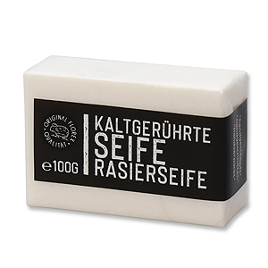 Kaltgerührte Seife 100g "Black Edition" weiß verpackt, Rasierseife 