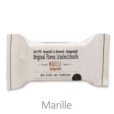 Kaltgerührte Seife 100g im genähten Papierbeutel, Marille 