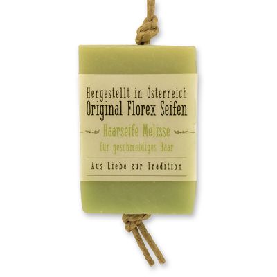 Special cold-stirred special soap with 90g hanging with a cord in cello with transparent, Hair soap melissa 