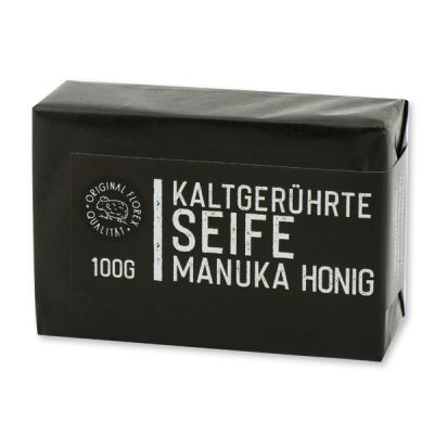 Kaltgerührte Seife 100g "Black Edition" schwarz verpackt, Manuka Honig 