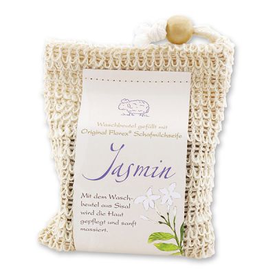 Kaltgerührte Schafmilchseife 150g klassisch im Waschbeutel, Jasmin 