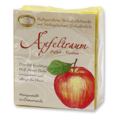 Cold-stirred sheep milk soap 150g with classic labelling, Apple dream 