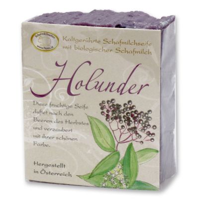 Cold-stirred sheep milk soap 150g with classic labelling, Elder 
