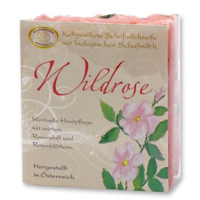 Cold-stirred sheep milk soap 150g with classic labelling, Wild rose 