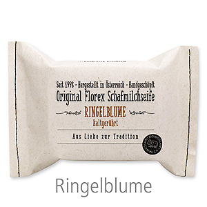 Kaltgerührte Seife 150g im genähten Papierbeutel, Ringelblume 