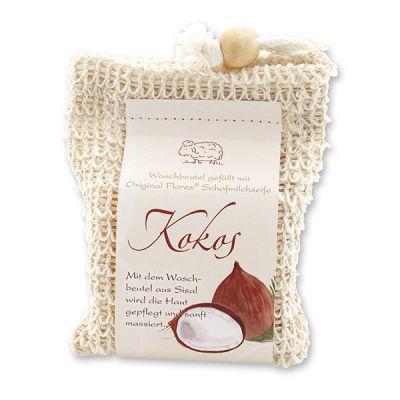 Kaltgerührte Schafmilchseife 150g klassisch im Waschbeutel, Kokos 