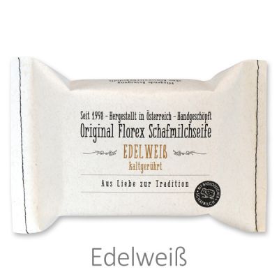 Kaltgerührte Seife 150g im genähten Papierbeutel, Edelweiß 