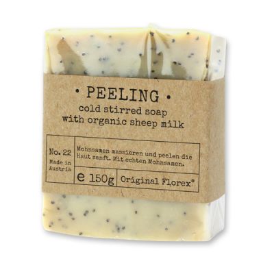 Kaltgerührte Schafmilchseife 150g in Cello "Pure Soaps", Peeling mit Mohn 