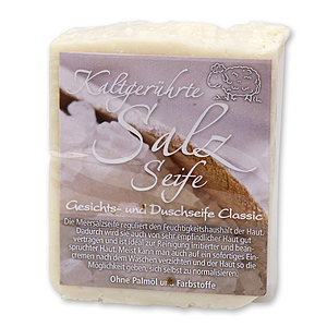 Cold-stirred sheep milk soap 150g with modern labelling, Salt classic 