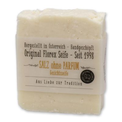 Spezialseife kaltgerührt 150g mit transparenter Schleife, Salz ohne Parfum 