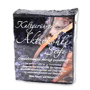 Spezialseife kaltgerührt 150g modern verpackt, Aktivkohle 